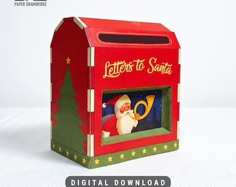 Santa Mailbox Paper Craft I Christmas DIY Template I Letters to Santa I Printable Christmas Decoration