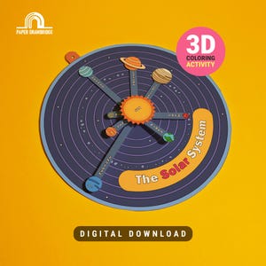 Plantilla de papel del sistema solar 3D / Modelo de planeta para colorear imprimible para niños
