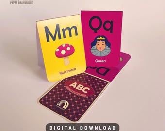 Flashcards de l'alphabet | Apprentissage préscolaire | Pratique de la phonétique | Lettre de reconnaissance | Activités imprimables
