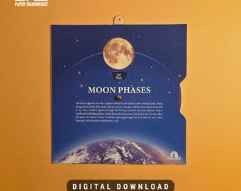 Modèle de création artistique phases de la lune | Roue tournante du cycle lunaire | Activité scientifique à imprimer | Projet de classe d'astronomie | Jouet éducatif spatial
