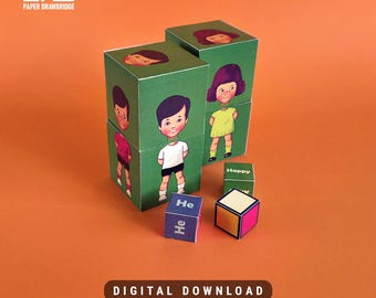 Les Cubes Emotions Jeu | Créations en papier à faire soi-même | Activité d'apprentissage pour les enfants