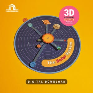 3D Solar System Paper Craft Template | Printable Coloring Planet Model for Kids