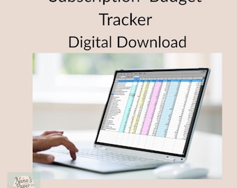 Hoja de cálculo de Excel para seguimiento de presupuesto, planificador de presupuesto mensual, seguimiento de suscripciones, seguimiento de gastos y facturas, descarga digital para iPad y Android.