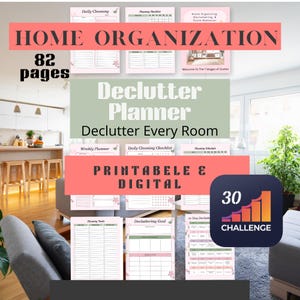 Declutter Planner Printable, Home Organization Binder, Cleaning Schedule Checklist (Digital Download)