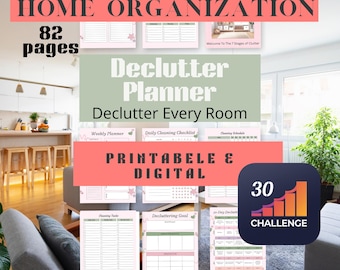 Declutter Planner Printable, Home Organization Binder, Cleaning Schedule Checklist, ADHD Home Reset, Digital Download PDF