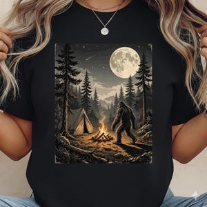 Retro Bigfoot Camping PNG SVG, Sasquatch Moon Forest Campfire (Digital Download)