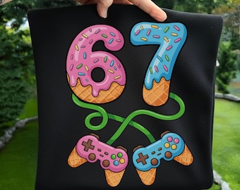 67 Ice Cream Drip Six Seven Gen Alpha Kids Gaming Meme Png, Gamer Six Seven Svg, Six Seven Ice Cream Drip 67 Meme Gen Alpha Slang Svg