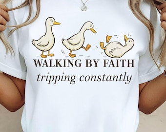 Durch den Glauben stolpern ständig PNG, Drei Gänse Png, Tshirt Sublimation, Stolpernde Gänse Png, lustiges christliches Sublimationsdesign