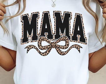 Mama Leopard Coquette Bow PNG, Varsity Mama png, Leopard Mama png, Mama Shirt Png, Retro Mama Png, Mama png, Mothers Day Png Sublimation