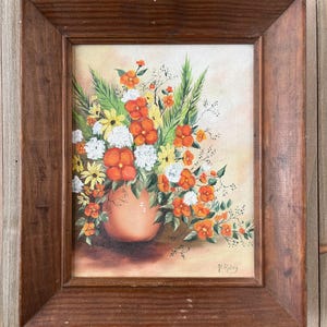 Vintage Orange Flowers in Vase Painting