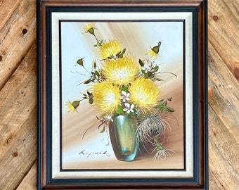 Vintage Franco Rispoli Floral Oil Painting, Yellow Flowers, Signed and Framed