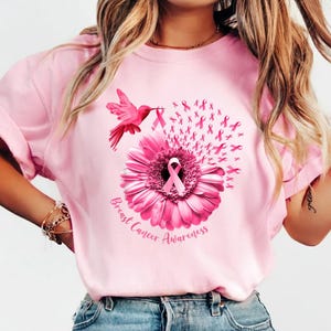 Inspirational Breast Cancer Awareness PNG | Hummingbird Ribbon Design | Survivor Support Sublimation | Pink October Shirt