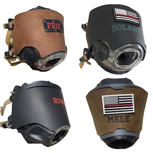 Firefighter Leather Magnetic Rip-Off Facepiece Guard for SCBA | Unique Firefighter Gift | Protective guard for Scott, Drager & MSA G1