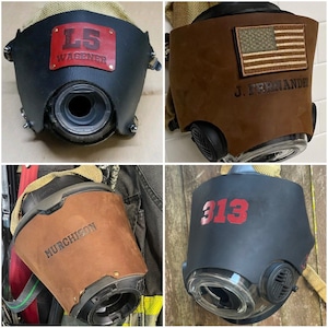 Firefighter Leather Magnetic Rip-Off Facepiece Guard for SCBA | Unique Firefighter Gift | Protective guard for Scott, Drager & MSA G1