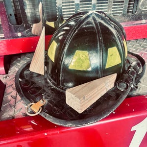 Firefighter magnetic helmet wedges / chocks.  Kit to make your wedges easy to grab and replace.  Chock included