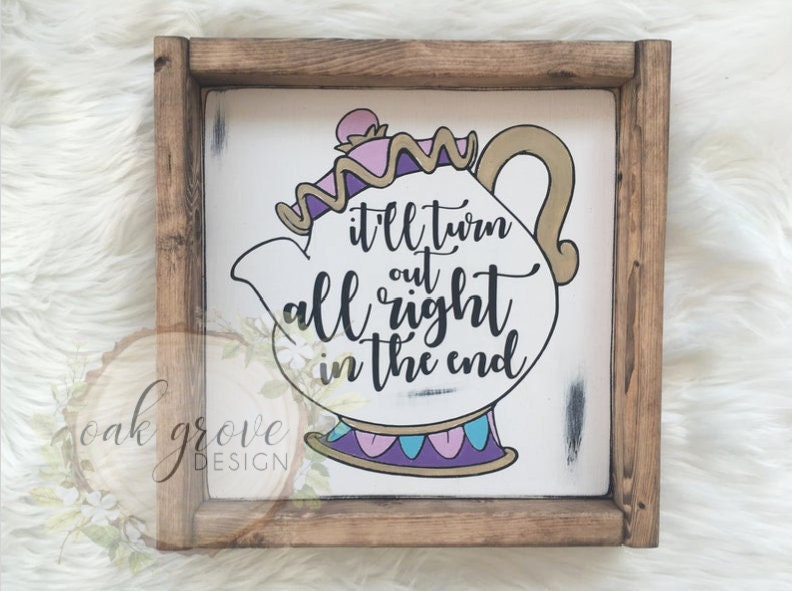 Beauty And The Beast Mrs Potts Disney Wood Sign Etsy