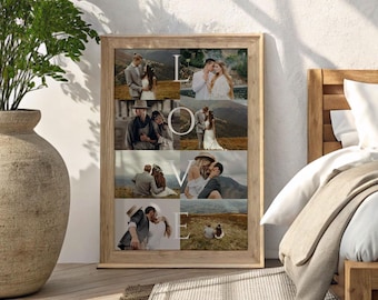 Photo Gift Collage Template, Printable Family Wall Art, Personalized Photo Collage, Family Picture Keepsake, Love Gift Anniversary, CA8