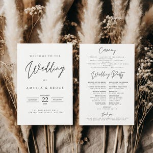 Wedding Program Template, Order of Service, Editable Wedding Program, Instant Download, Wedding Ceremony Template, Double-Sided, WP1