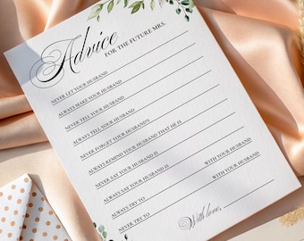 Greenery Bridal Advice Cards, Advice and Wishes, Bridal Shower Advice, Greenery Bridal Shower Card, Greenery Advice, AWB1 MELODY