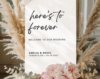 Wedding Welcome Sign Template Modern Minimalist Best Day Ever Canva Editable DIY Printable Instant Download Reception Entrance, WD-WS1