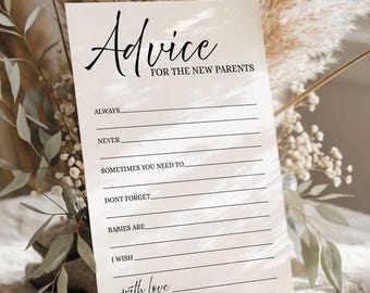 Minimalist Baby Advice Writing Cards, Printable Baby Shower Advice Card, Editable Advice for New Parents, Baby Wishes for Parents, A1