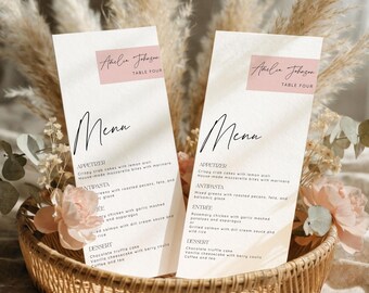 Pink Bridal Shower Menu Template Download, Modern Menu Cards Printable, Wedding Reception Decor, Editable Food Menu, Pretty In Pink, M3-M