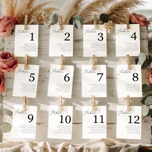 Modern Script Wedding Seating Chart Template, Wedding Table Numbers, Seating Plan, Editable Instant Download, Rustic Elegant Black, TN-M1