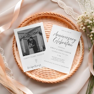 40th Anniversary Invitation Template, Anniversary Party Invitation, Editable Anniversary Invitation, Vow Renewal Invitation with Photo, AI3