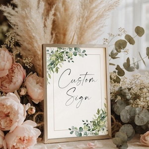 Eucalyptus Custom Wedding Sign Template, Elegant Script Wedding Sign, Greenery Wedding Sign, Editable Instant Download, CG-M25