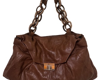 Marni 2000s Brown Leather Chain Shoulder Bag – Italian Designer Classic