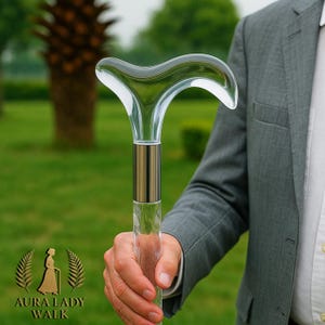 Stylish Cane Walking Luxury Acrylic Clear Elegant Stick | Non-Slip Rubber Tip