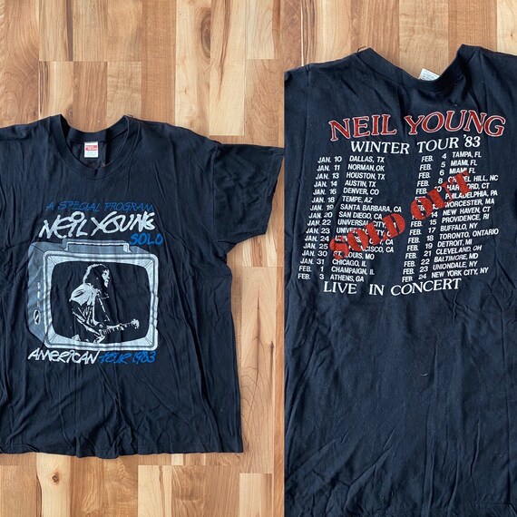 1983 VINTAGE Neil Young concert tour t-shirt tee N