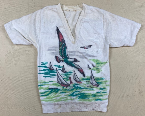1940's vintage Barclay men's beach t-shirt sailing
