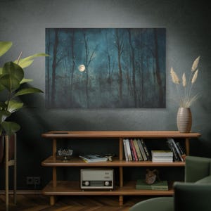 Moonlit Forest Canvas Print: Gothic Woodland Wall Art
