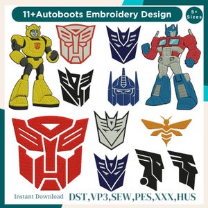 Diseños de bordado a máquina de Autoboots, bordado de Transformers, bordado de Optimus Prime, diseño de Transformers del espacio exterior, 5+ tamaños para descargar