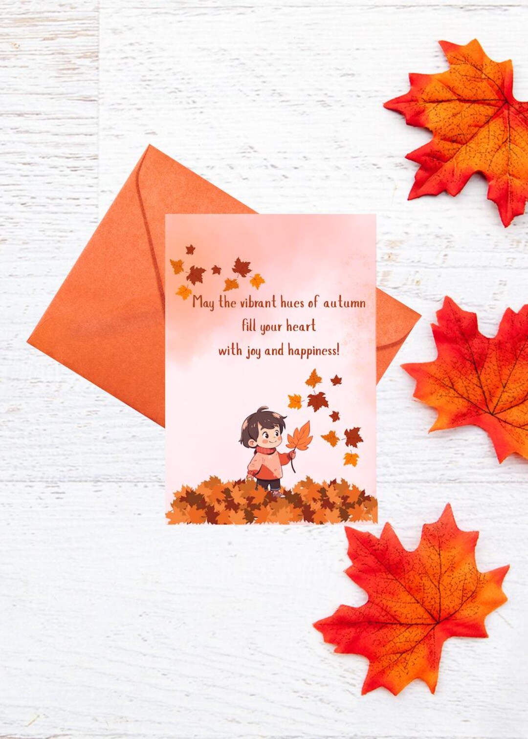 Printable Fall Greeting Card | Autumn Digital Leaf Theme Card Instant ...