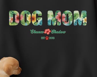 Dog Mom Shirt Personalized, Tropical Dog Mama Shirt, Custom Pet Names Shirt, Gift for Dog Mom, Mothers Day Dog Mom Gift, Pet Lover Shirt
