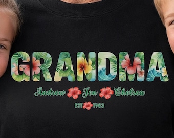 Personalized Grandma Shirt Nana Mimi Gigi Shirt, Tropical Grandma Gift, Custom Grandma Name Shirt, Mothers Day Gift, Est Year Grandma Shirt