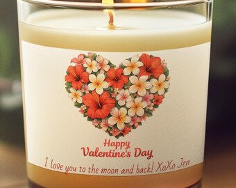 Personalized Valentine's Day Candle | Floral Heart, Custom Message