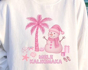 Pink Mele Kalikimaka Shirt | Tropical Hawaiian Christmas