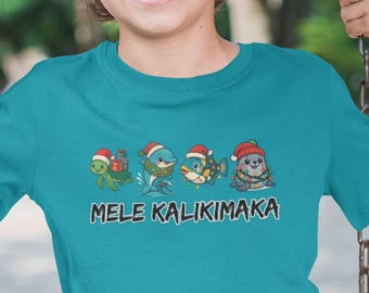 Mele Kalikimaka Kids T-Shirt | Hawaiian Animals Christmas