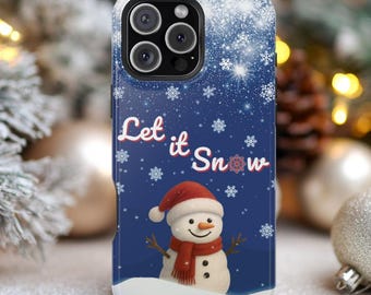 Snowflake Snowman iPhone Case | "Let it Snow" Glossy Holiday Cover