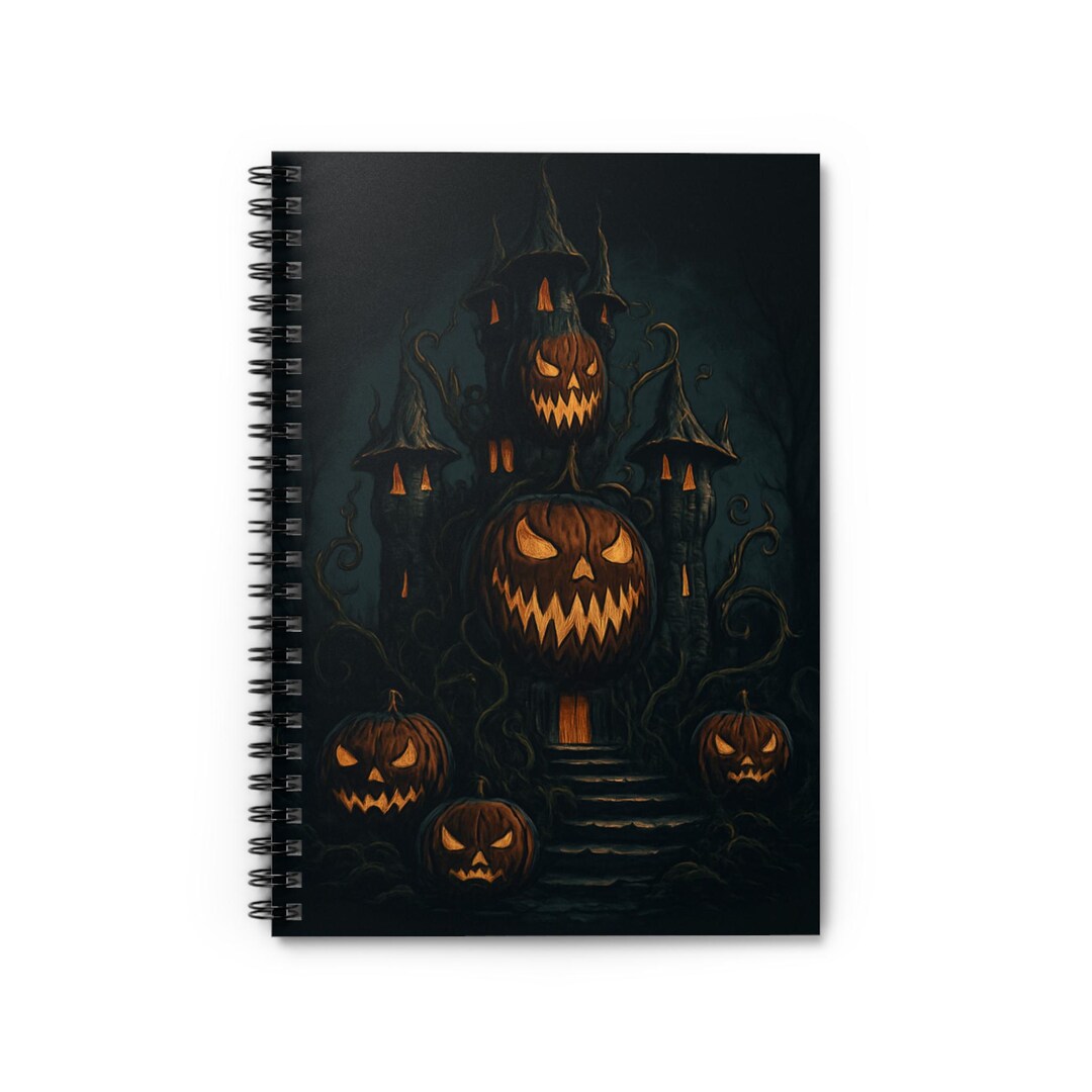 Halloween Themed Spiral Notebook - Ruled Line, Pumpkin Notebook, Spooky ...