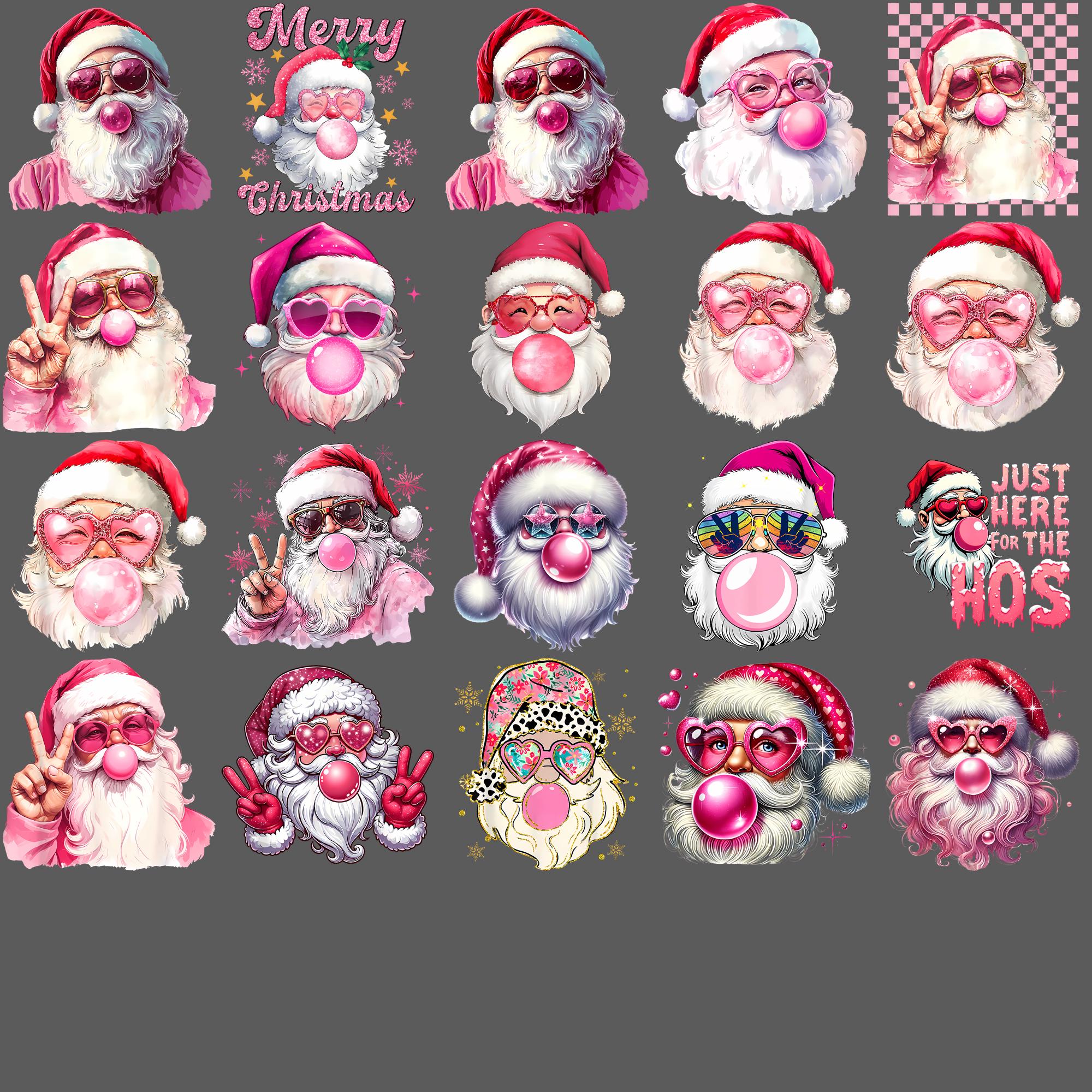 Retro Santa Blowing Bubble PNG, Pink Christmas Holiday Clipart, Vintage ...