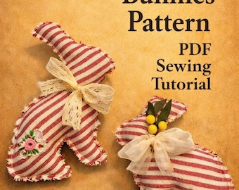 Easy Bunny Pattern PDF, Easter Rabbit Sewing Tutorial, DIY Fabric Bunnies