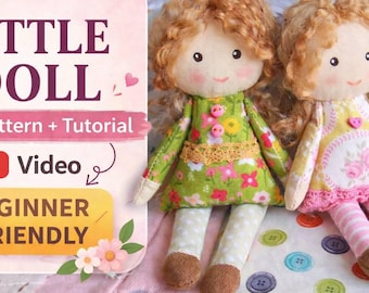 Little Doll PDF Pattern & Tutorial | Easy Rag Doll Sewing | Beginner Friendly | DIY Fabric