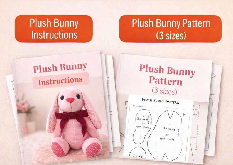 Memory Bunny Pattern PDF - 3 Sizes, Plush Soft Toy, Instructions ...