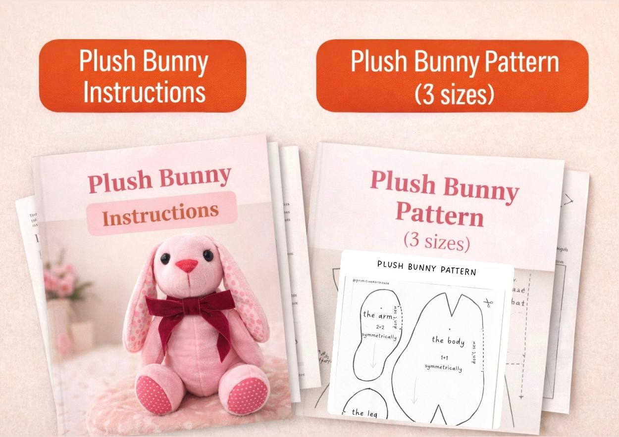 Plush Bunny Sewing Pattern + Video Tutorial, Easter Rabbit PDF Easy DIY ...