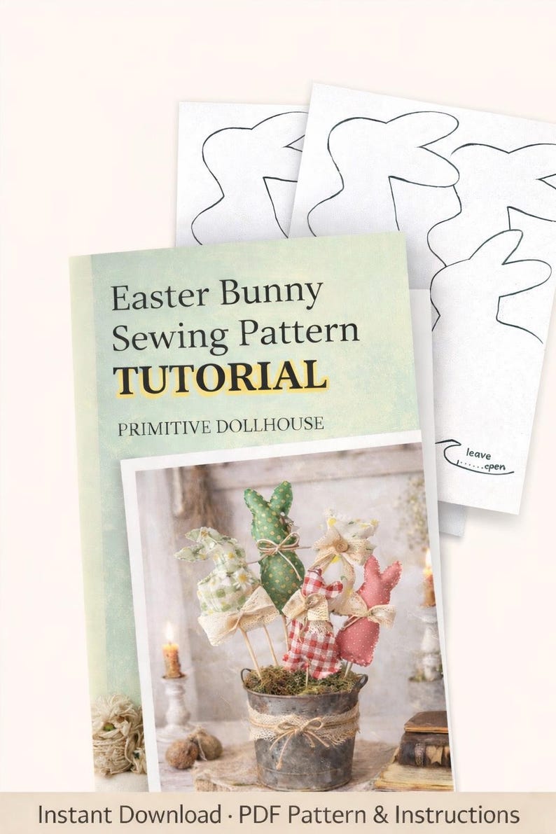 3 Easter Bunny Patterns PDF, Easy Rabbit Sewing Tutorial, DIY Fabric ...