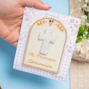 12 Imán Recuerdo Bautizo Personalizado |cruz en Madera y Acrílico | Souvenir Bautizo, Comunión o Confirmación